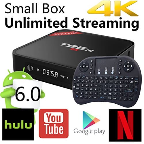 Rominetak [Wireless Mini Touchpad Keyboard] + T95M Android 6.0 Marshmallow TV Box Quad Core 1G/8G 4K UHD 3D HDMI Root Unlocked Miracast Google Streaming Media Player Fully Loaded WiFi DLNA