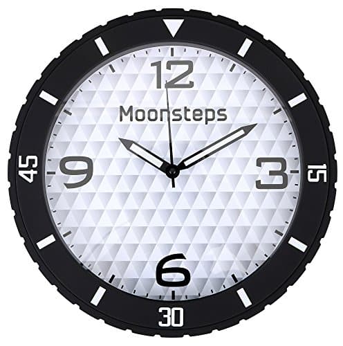 Moonsteps Silent Wall Clock Battery Operated Round Wall Clocks Decorative Home Kitchen Office School Clock, Black