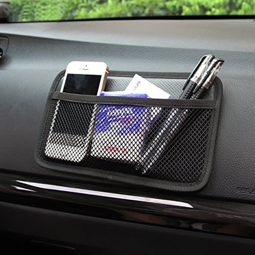 happyle Car phone bag car pockets storage bag paste type utility vehicle net bag storage box car supplies（black）