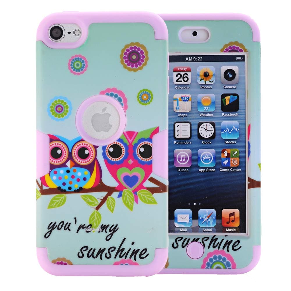 Rosepark iPod Touch 7th Generation Case, iPod Touch 5 case,iPod Touch 6 Case, Owls Pattern 3-Piece Style Hybrid Shockproof Hard Case Cover for Apple iPod Touch 5 6 7th Generation(Pink)
