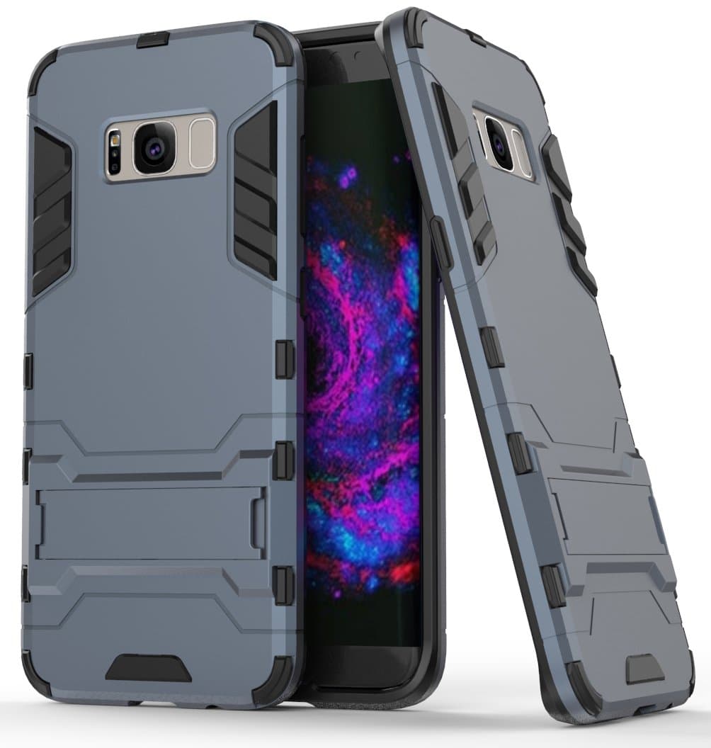 Samsung Galaxy S8 Case with Kickstand, [Scratch Resistant][Shockproof] Elech Iron Man Series Premium Hybrid Protective Case for Galaxy S8 2017 Release (Navy Blue(Galaxy S8))