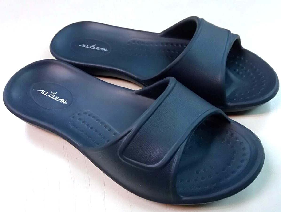 ALL CLEAN E.V.A ECO Friendly Ultra-Light Indoor Slides Sandals (Kids Large - Dark Blue)