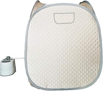 Smartmak Portable Sauna Kit, one Person Full Body at Home Spa Hat Tent, Include 2L Steamer with Remote Control for Detox US Plug- Champagne