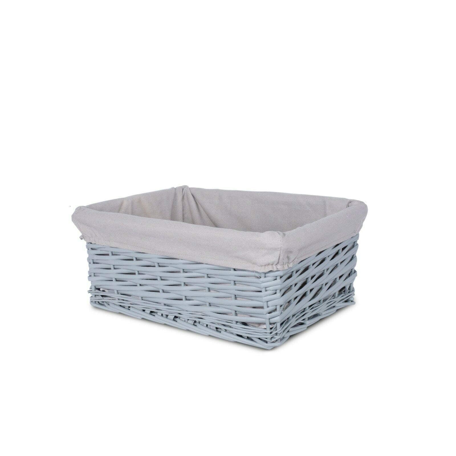 Grey Painted Three Sizes Available Wicker Storage Basket Shelf Organization Gift Hamper