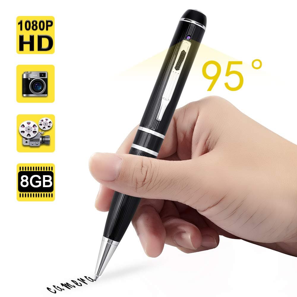 1080P HD Hidden Camera Pen - Mini Body Camera Recorder Support Photo Taking, Audio Recording and 95 Degree Wide View Angle