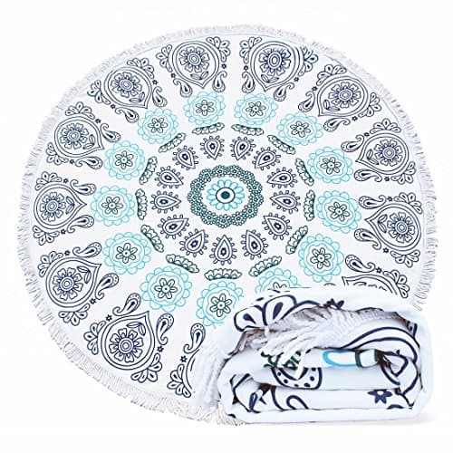 Epy Huts Large Round Beach Towel Thick Multi-Purpose Round Blanket with Tassels,Soft Water Absorbent Room Decor Mat 59 Inch Mandala Pattern