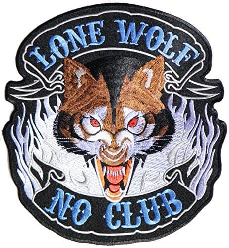 9" x 9.5" Big Large Jumbo LONE WOLF NO CLUB Fox Dog Hog Outlaw Logo Lady Biker Rider Back Patch Sew Iron on Embroidered