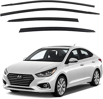 Safe Smoke Window Visor Sun Rain Vent Guard 4 Pcs Set Out Channel Visor Compatible with Hyundai (Accent 2019~ Smoke)