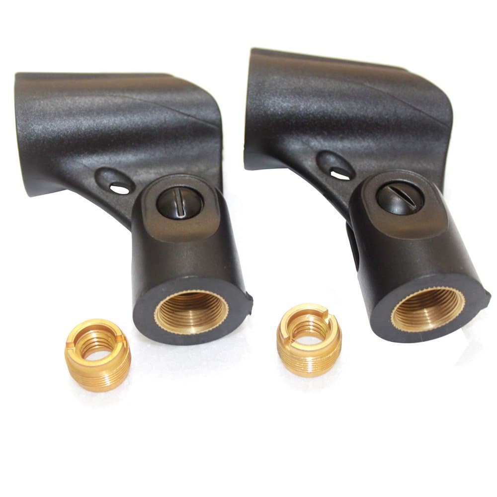 Weymic Black Universal Microphone Clip Holder 2-pack with 5/8" Male to 3/8" Female Nut Adapters