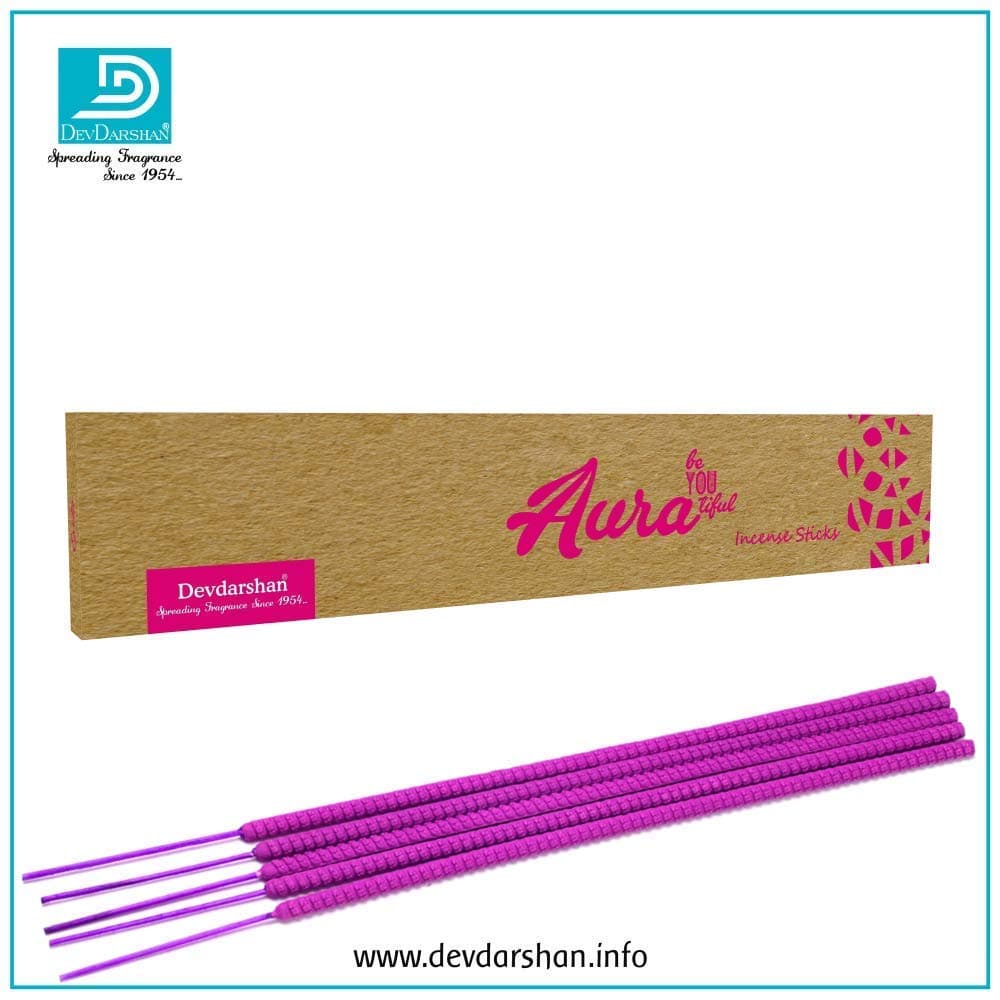 Devdarshan Aura Exotic 16 Inch Incense Sticks with 2 Hours Burning (2 Packs of 5 Stick Each)