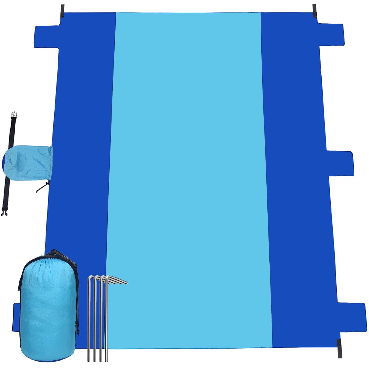 Beach Blanket Sand Proof Oversized Waterproof 10'x 9' Beach Mat for 7 Adults, Lightweight Durable 210T Ripstop Nylon, Best Picnics Blanket Mat for Travel Sports Camping