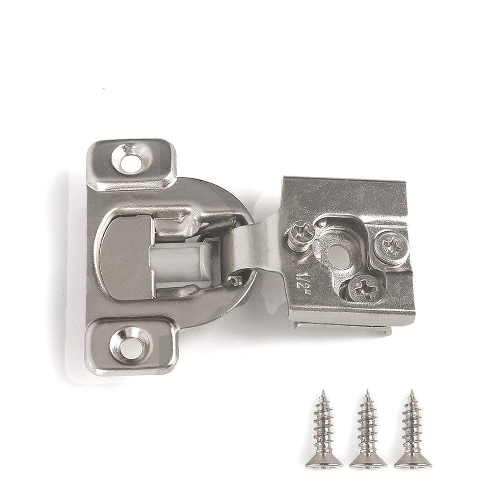 Soft Close Hinge 1-1/4" Cabinet Door Hardware Compact Overlay Hinges for Frameless Face Frame Nickel Plated - 2 Pack
