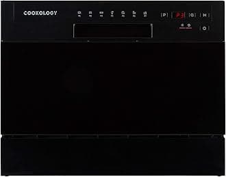 Cookology Mini Counter top, Tabletop Dishwasher, 6 place settings (Black)