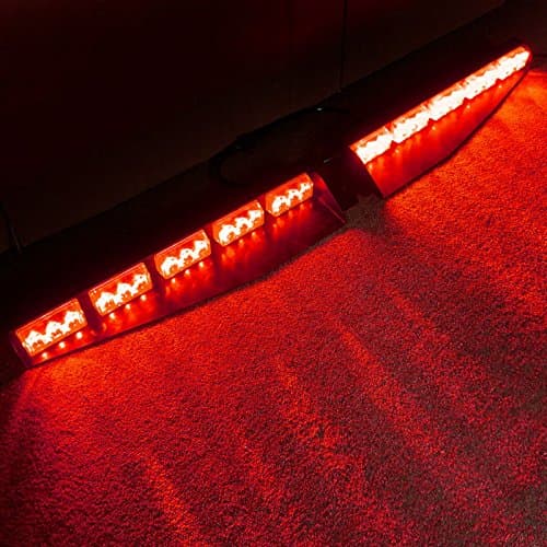 VSLED 2 x 15 LED 1 Watt Emergency Beacon Light Bar Exclusive Split Visor Deck Dash Hazard Strobe Warning LightBar (Red)