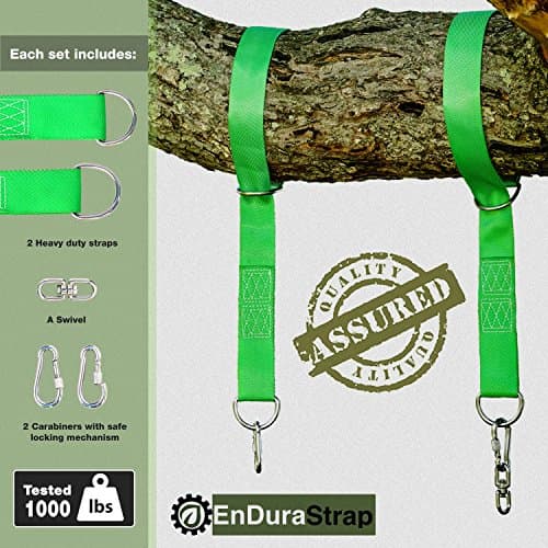 PREMIUM Swing Straps - Safe &amp; Easy Setup - Holds over 2000lbs - 100% Weather Resistant &amp; Durable Swing Set Accessories with Stainless Steel Hardware - Ideal for Tree Swings, Hammocks &amp; Anything Else