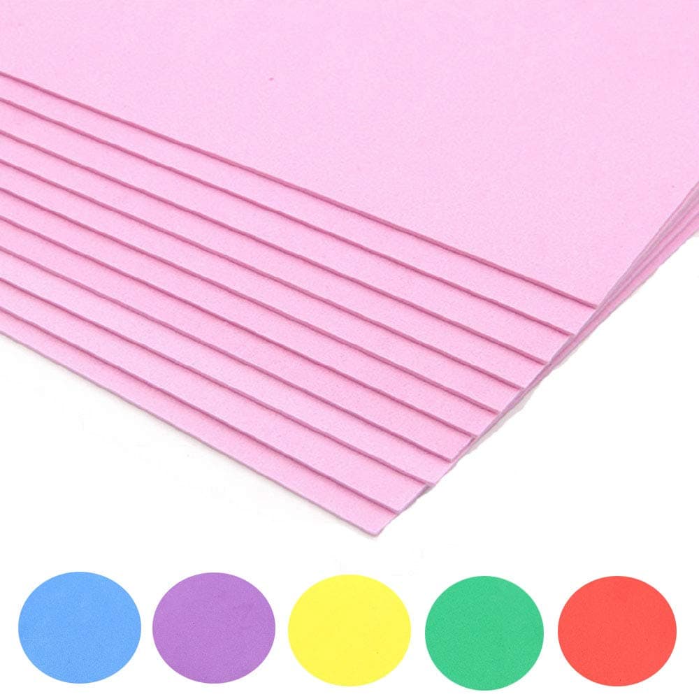 Pack 10 A4 Foam Craft Sheets EVA Sponge Paper 2mm for Children DIY Crafts Decorations (Pink)