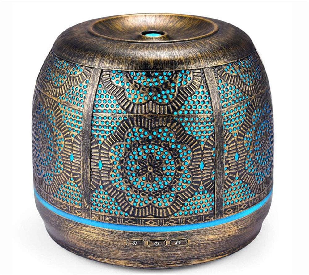 500Ml Bronze Metal Aromatherapy Diffuser for Essential Oil 7 Color Fragrance Lamp Humidifier for Baby Office Home