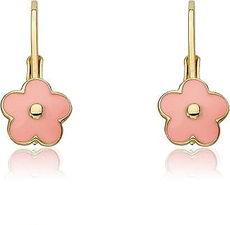 Kids Earrings - 14k Gold Plated Flower Leverback Earrings-Hypoallergenic and Nickel Free For Sensitive Ears
