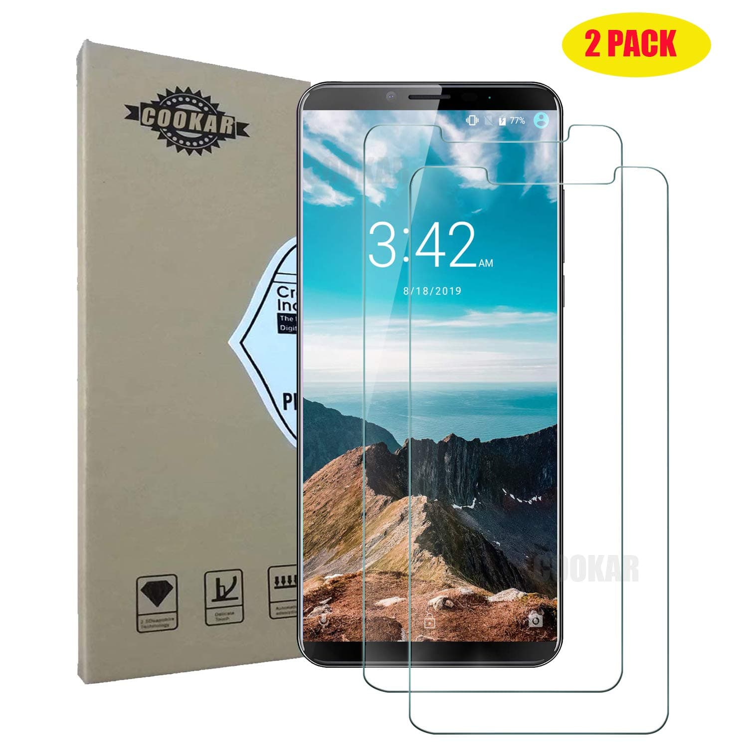 cookaR Cubot X19 screen protector, 【2 pack】 Ultra-clear, 9H Hardness, Touch Compatible, Bubble Free, Anti-scratching…