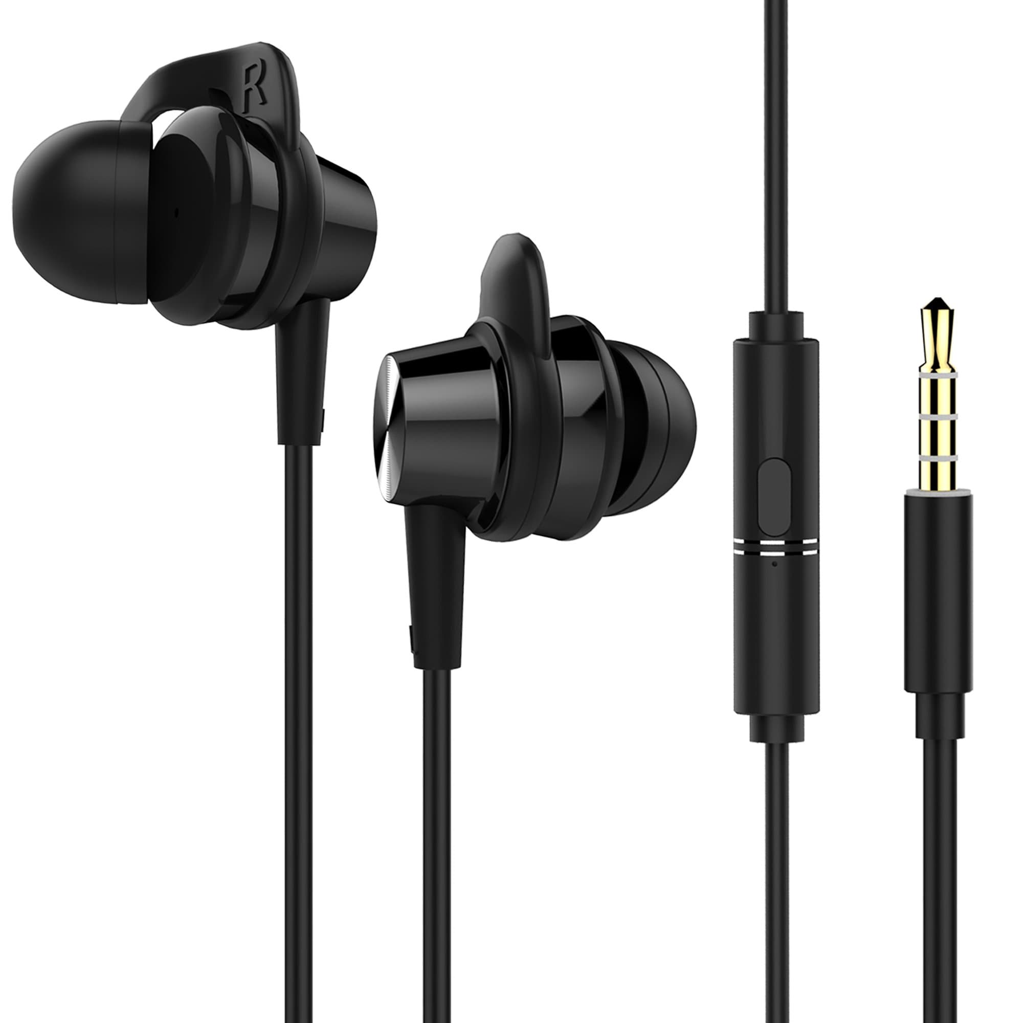 BYZ Earhook Earphones with Mic Black