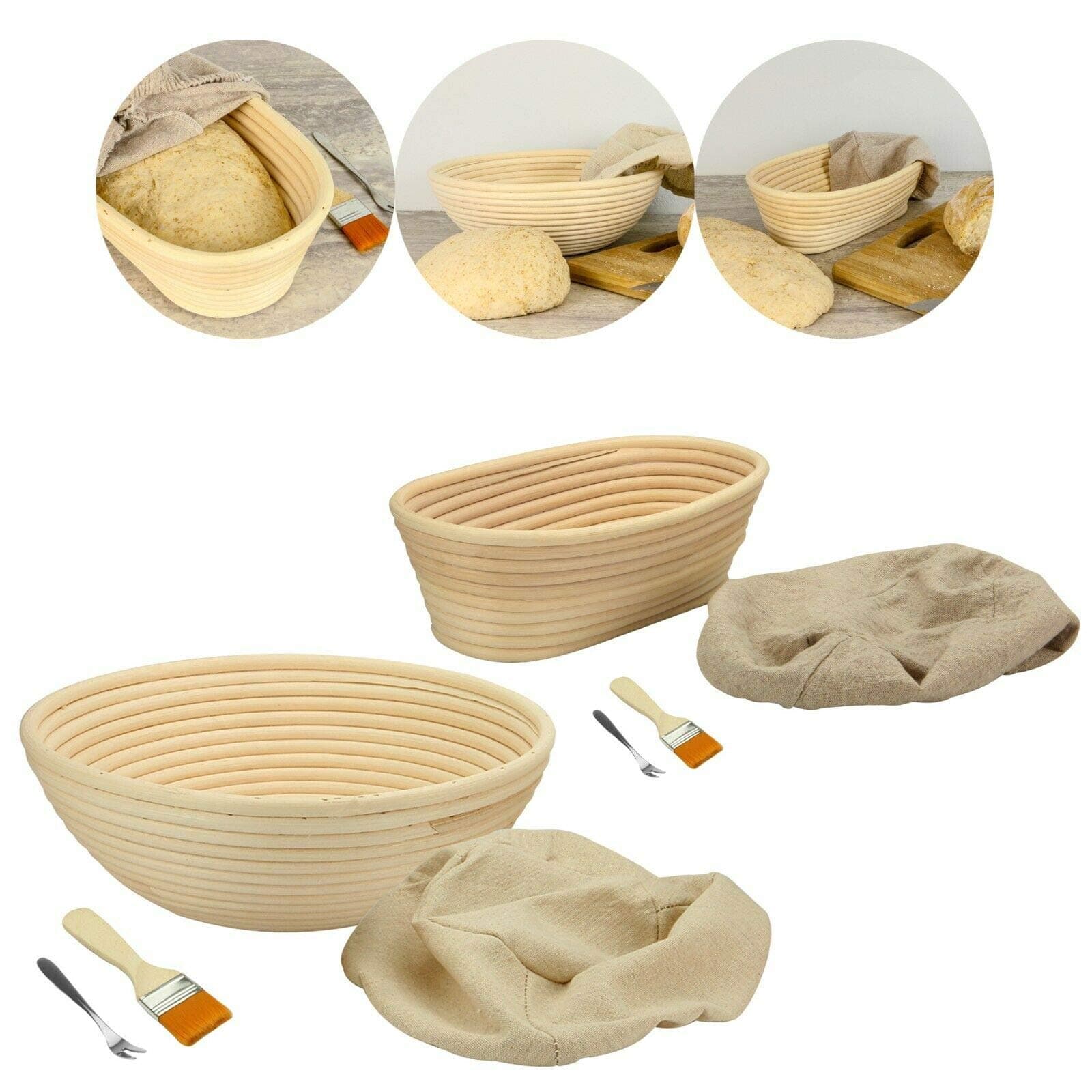 Round Bowls Dough Bread Proofing Proving Rattan Basket Bread Making Kitchen Homemade Dough Food Grinding Forming Tool Baking Steamed Buns Dough (188.5cm)
