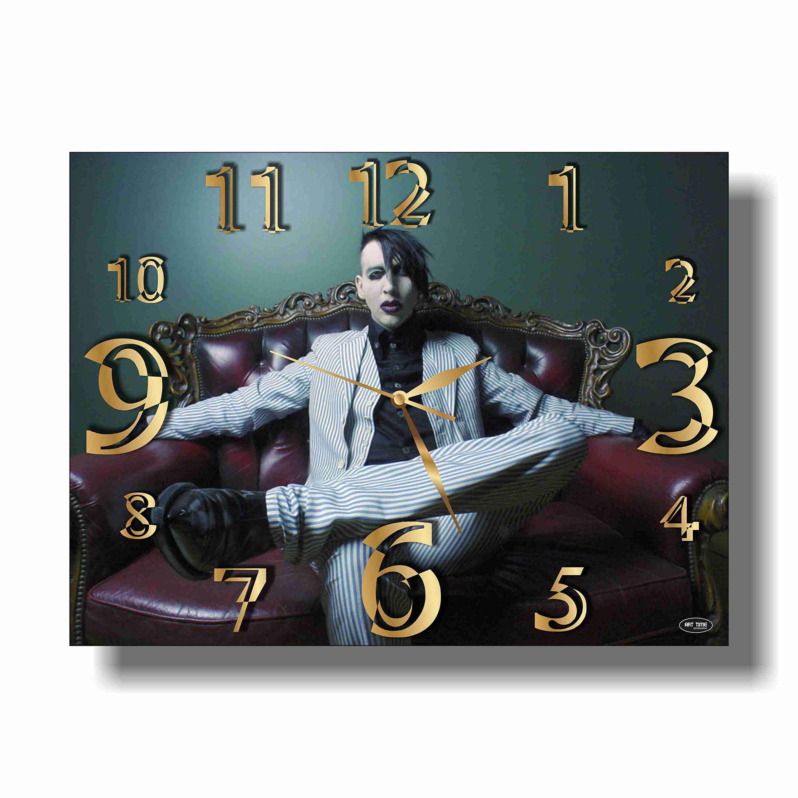 Marilyn Manson 11'' x 18"’ Handmade Wall Clock - Get Unique décor for Home or Office – Best Gift Ideas for Kids, Friends, Parents and Your Soul Mates.