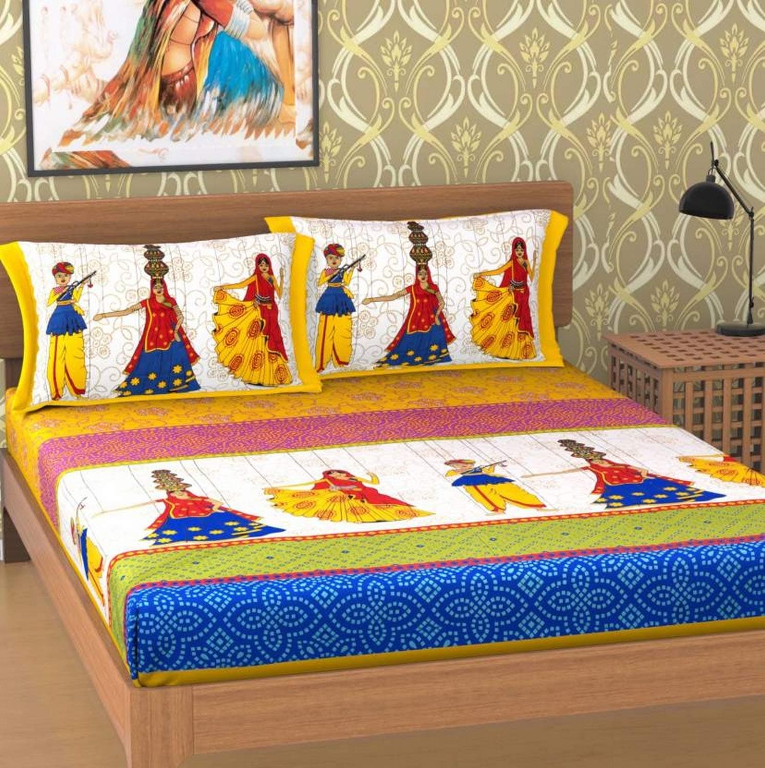 Cotton 144 TC Bedsheet (Yellow_Standard)