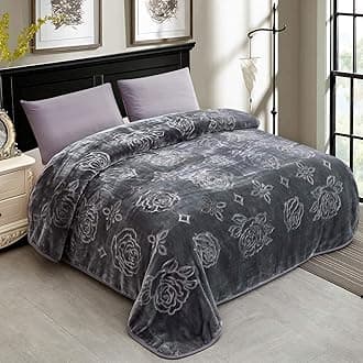 JYK Luxury Fleece Plush Blanket 3.5 LB, 1 Ply, Korean Mink Blanket for Winter (Size 79" x 91") - Super Soft and Warm, Lightweight and Cozy Fuzzy Solid Color Embossed Flannel Blanket for Bed, Grey