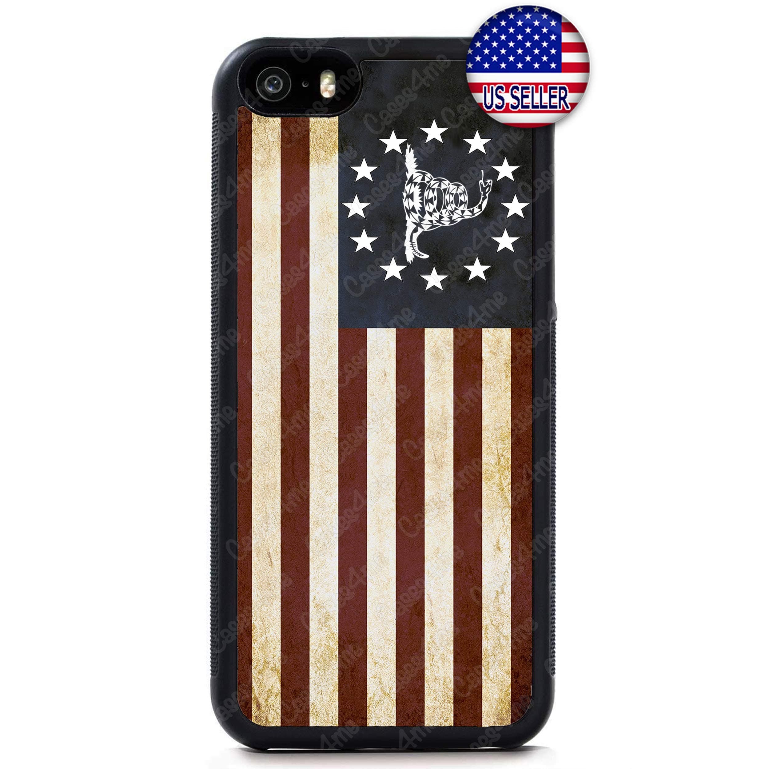 Don't Tread On Me 2nd Amendment USA Flag Slim Shockproof Hard Rubber Custom Case Cover for iPhone 11 Pro Max X XS XR 8