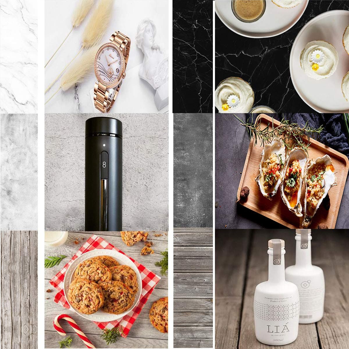 3 PCS Food Background, Imitation Marble Photography Background Texture Pattern for Photo Video Studio Backdrop Product, for Food Cake, Jewelry, Newborn Paper Board Photo Studio Props（shiwu）