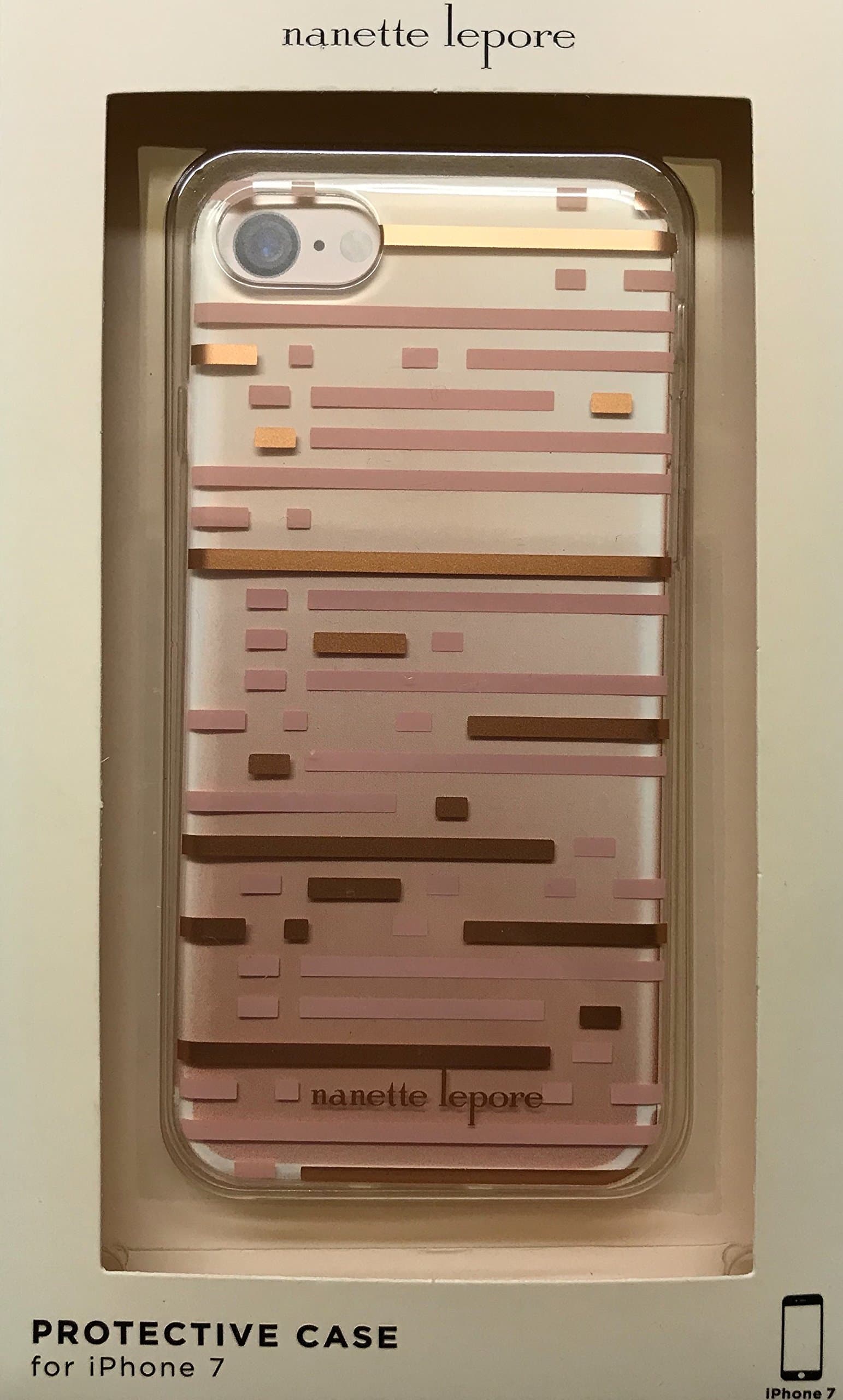 Phone case Protective phone case for Iphone 7 (STRIPED GOLD AND PINK)