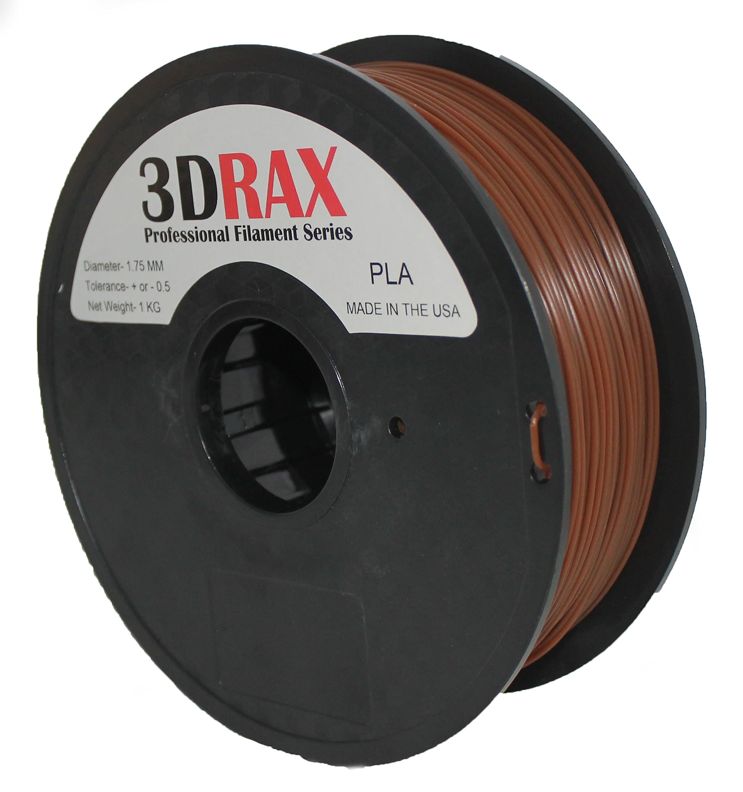 3DRAX 3D BROWN PLA (PLUS) Printer Filament- 1KG 1.75 mm +/- 0.05 mm Accuracy- 2.2 lb Spool-BROWN PLA