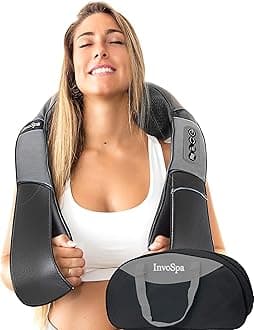 InvoSpaShiatsu Back Shoulder and Neck Massager with Heat - Deep Tissue Kneading Pillow Massage - Back Massager, Shoulder Massager, Electric Full Body Massager