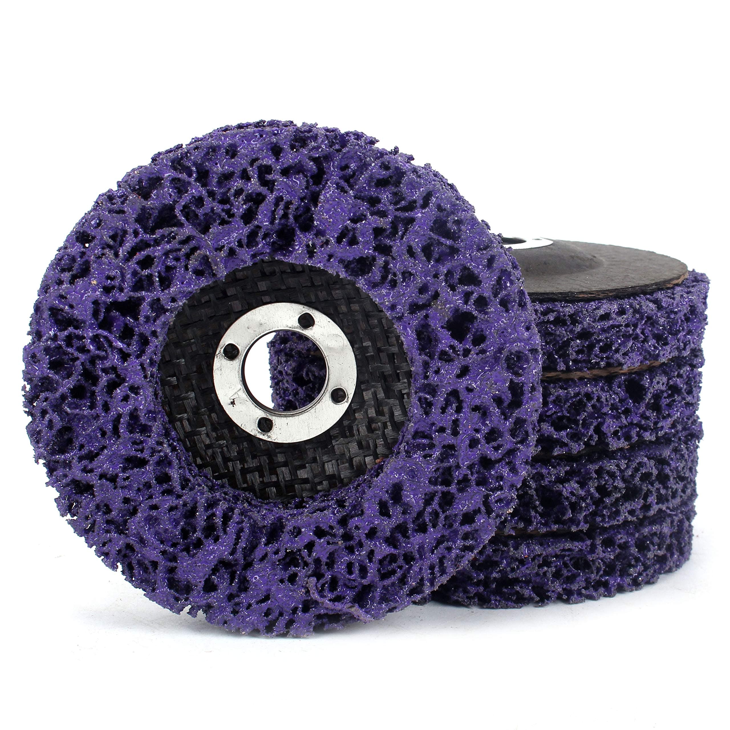 Baisiky 5 Pack Strip Discs Stripping Wheel 4 inch Angle Grinder Attachment for Clean and Remove Paint Coating Rust Welds Oxidation (Purple)