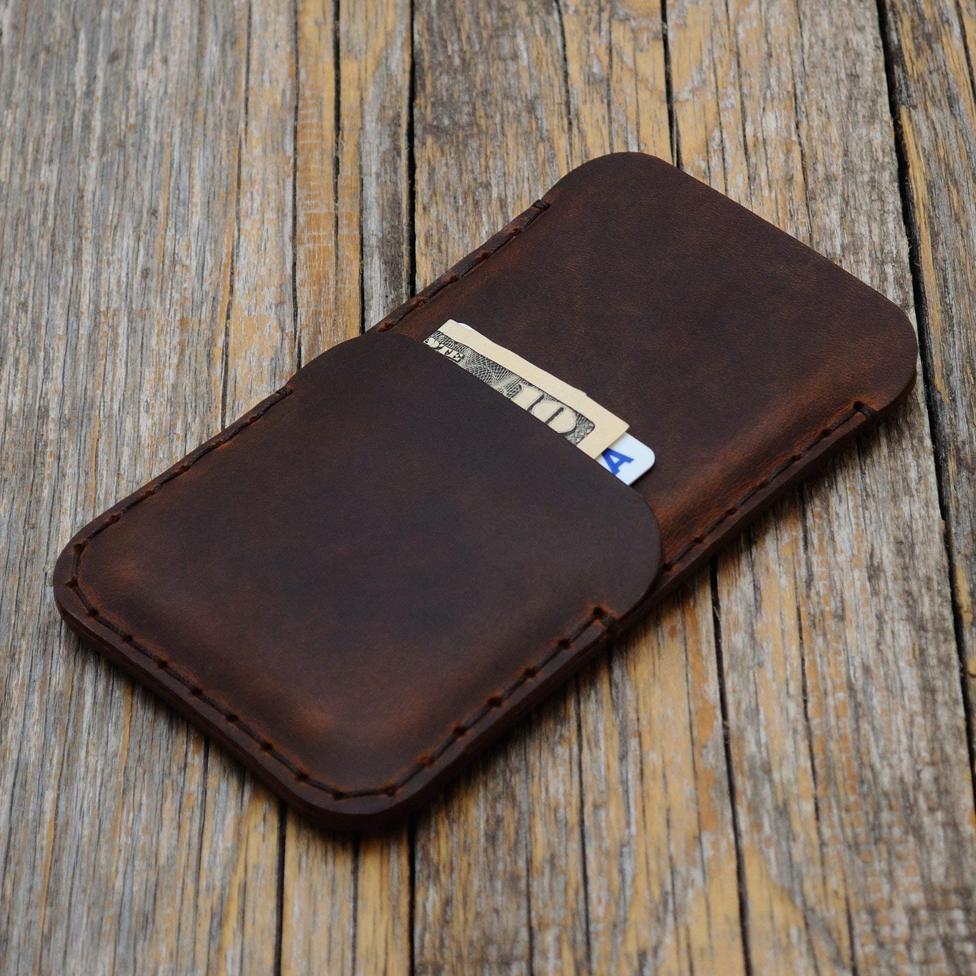 Dark Brown Leather Case for OnePlus 8T, 7 Pro, Professionally Handstitched Cover Sleeve