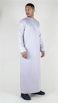 Men's Thobe Jubba Islamic Clothing Muslim Kaftan Emirati Omani Satin Robe