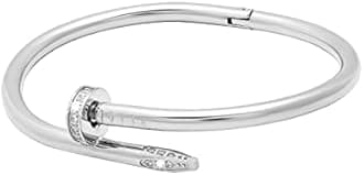 MOONDUST Gold Plated Valentine Special Hammer-Nail CZ Zircon Studded Lovers Bangle Bracelet for Women MD_3280