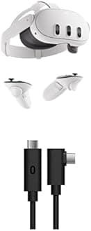 Bundle of Meta Quest 3 512GB— Breakthrough Mixed Reality — Powerful Performance (Renewed Premium) + Meta Quest Link Cable - Virtual Reality Headset Cable for Quest - 16FT (5M) - PC VR