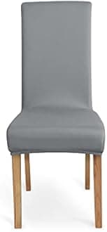Amazon Basics Dining Chair Covers, Stretch Parson/Dining Chair Slipcover, Removable Washable Chair Protector for Home/Restaurant/Banquet, Light Grey Pack of 4