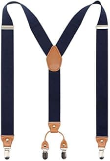 Timiot Men’s Y-Back 4 Metal Clip Elastic Wide Suspenders Perfect For Both Casual&Formal
