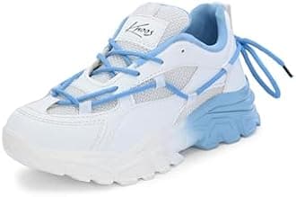 KNOOS Synthetic Leather Lace Up Casual Sneaker Shoes for Women and Girls