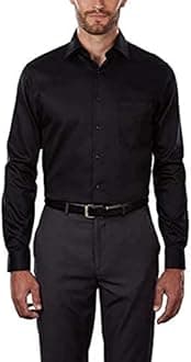 Van Heusen Mens Dress Shirts Regular Fit Lux Sateen Stretch Solid