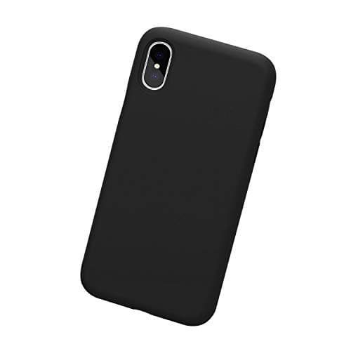 Clear iPhone X Case Liquid Silicone Mobile Phone Case with Microfiber Cloth Protective Case for Apple iPhone X (Black, iPhone X)