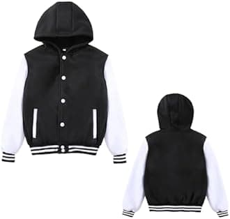 Mowbeat Kids Hooded Baseball Jacket Boys Varsity Jackets Sports Track Coat Top for Girl Outerwear