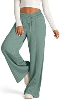 Women’s Wide Leg Sweatpants, Lightweight, High Waisted with Wide Pockets, Comfortable Lounge Pants with Drawstring, 2024