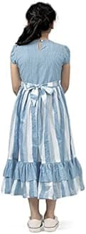 Fashion Dream Girls Stripe Ruffle Hem Dress(Blue_7-8 Year)