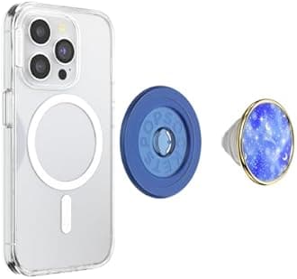 PopSockets PopGrip for MagSafe, Magnetic Phone Grip & Stand, Swappable Top, Secure Grip for iPhone MagSafe Cases, Kickstand for Hands-Free Viewing, Wireless Charging Compatible - Enamel Celestial