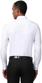 Peter England Men's Striped Slim Fit Full Sleeve Formal Shirt | Cotton-Rich | Wonder Fabric | Pin-Point Oxford Weave