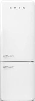 Smeg FAB38 Retro Style Refrigerator with Bottom Freezer – Made in Italy – Multiflow Cooling – LED Lighting – Glossy Finish – 3 Adjustable Glass Shelves - White