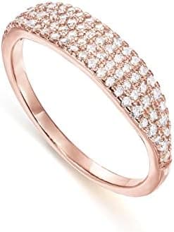 PAVOI 14K Gold Plated Slim Signet Ring with Sparkling Cubic Zirconia | Lightweight Dainty Statement Rings for Women | Everyday Jewelry